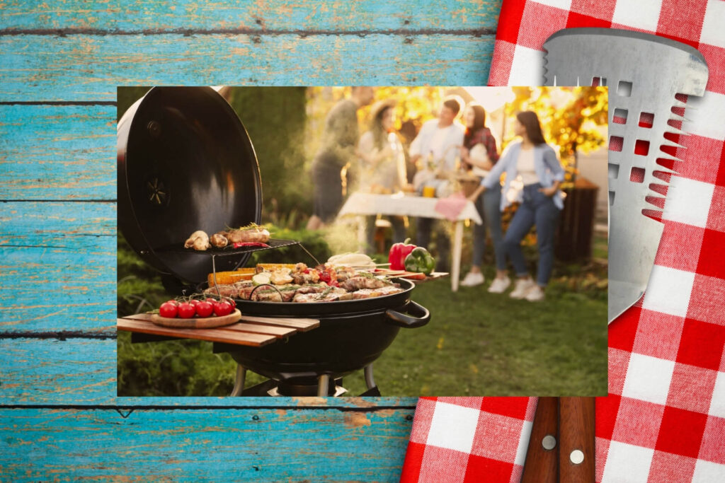 Ready to grill for a party with essential grilling tools, accessories, and a setup for outdoor cooking.